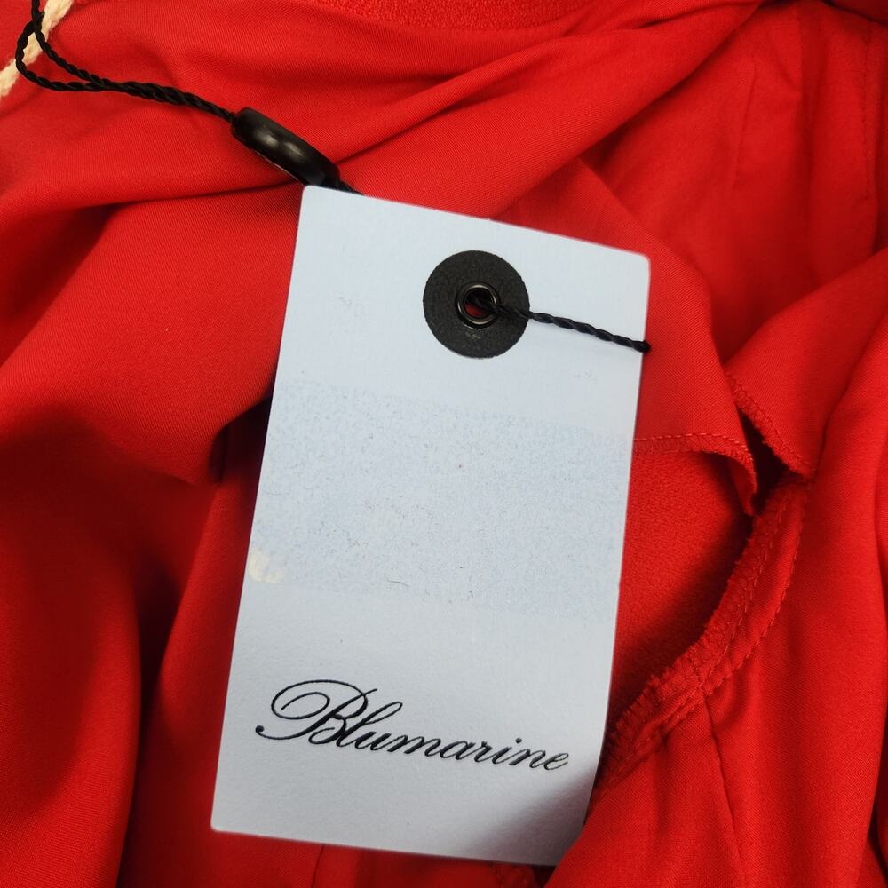 Blumarine Red Shift Dress Rhinestone Neckline 3/4 Sleeve Size 6 NWT Pockets - Picture 9 of 12